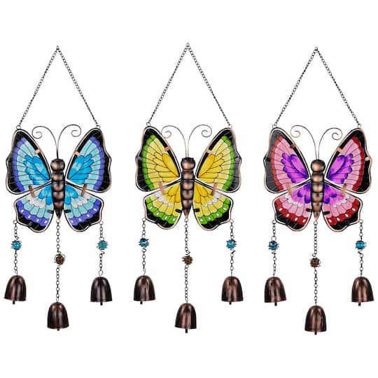 21" Metal Butterfly Outdoor Garden Suncatcher Windchimes, 3ct.